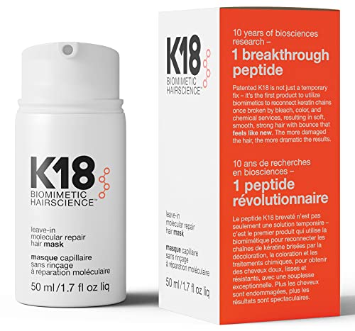 K18 LEAVE-IN MOLECULAR HAIR MASK, Masque Capillaire Peptidique Bioactif Hydratant Sans Rinçage K18